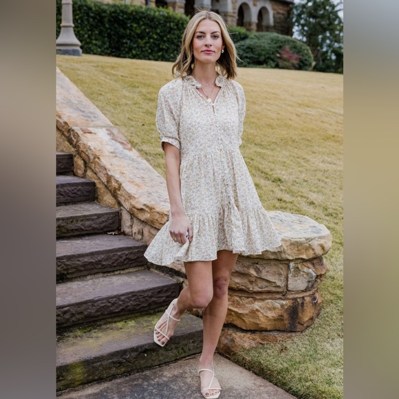 Baybala Dresses & Skirts - Floral Cream Mini Dress